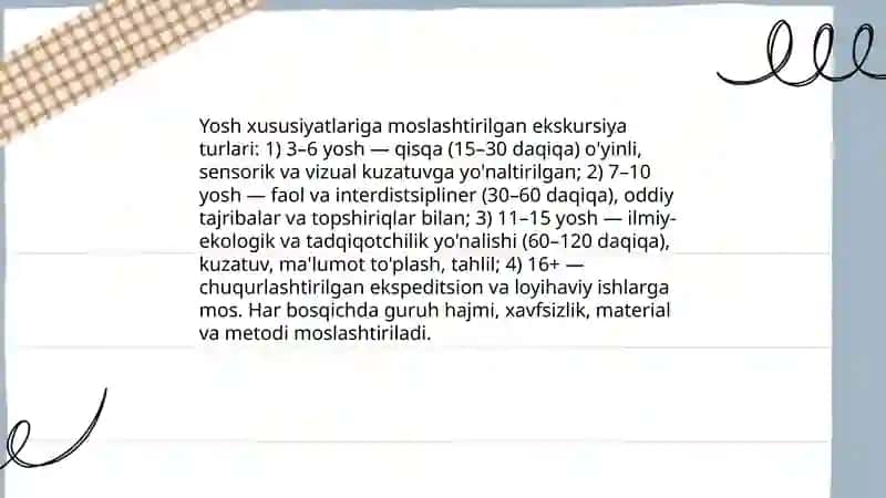 Ekskursiya bolalarni tabiat bilan tanishtirish usuli 4