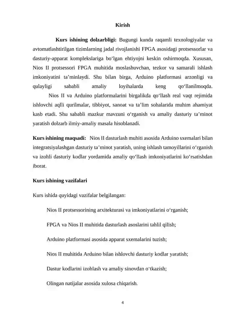 Nios II protsessori va Arduino platformasi 4