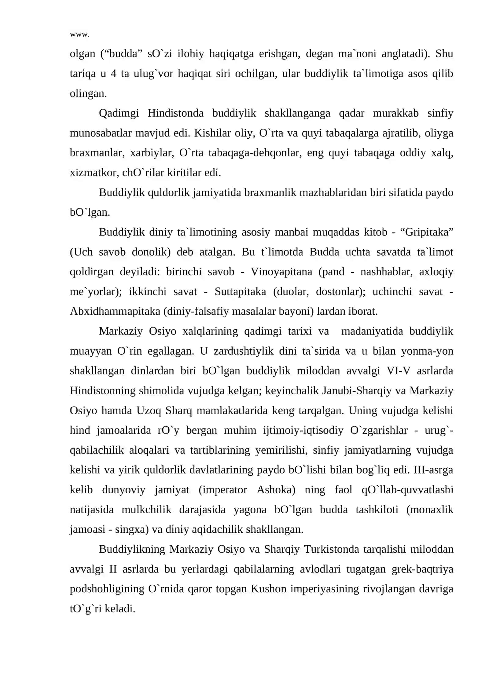 Jahon dinlari (buddaviylik, xristianlik, islom) 4