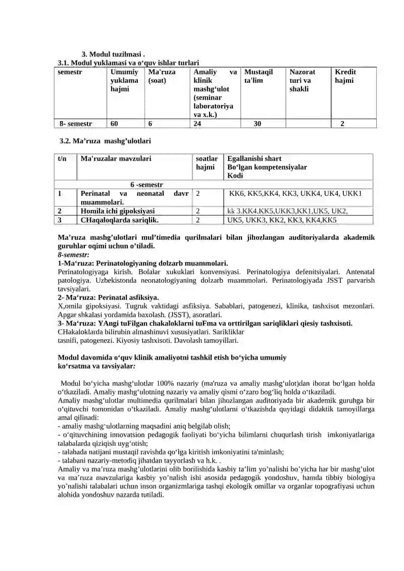 NEONATOLOGIYA MODULINING ISHCHI O‘QUV DASTUR 4