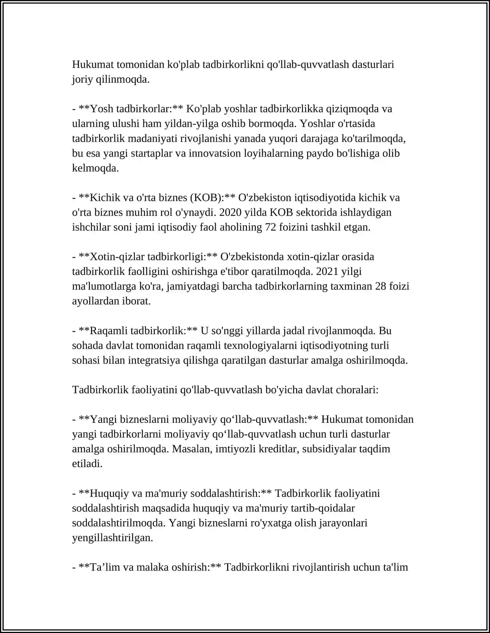 Tadbirkorlik Faoliyati 4