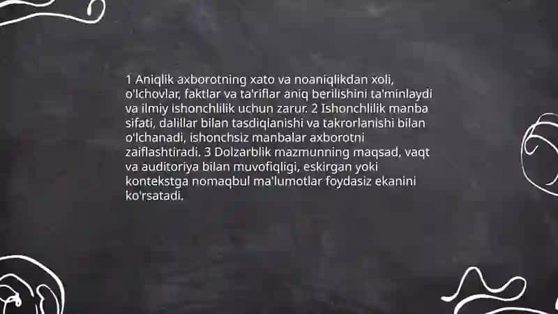 Akademik yozuv va axborot. Axborotning turlari.Axborotni tasniflash 4