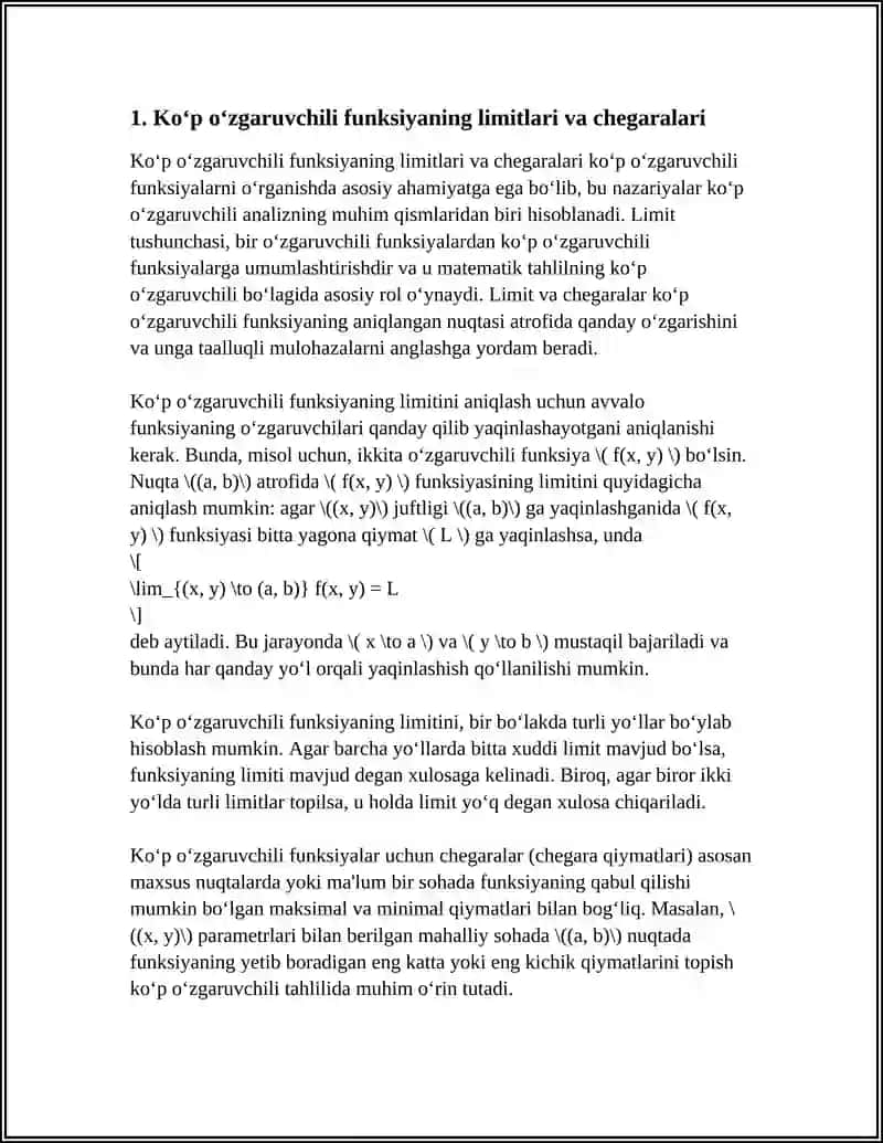 Ko'p O'zgaruvchili funksiyaning xususiy xossalari 4