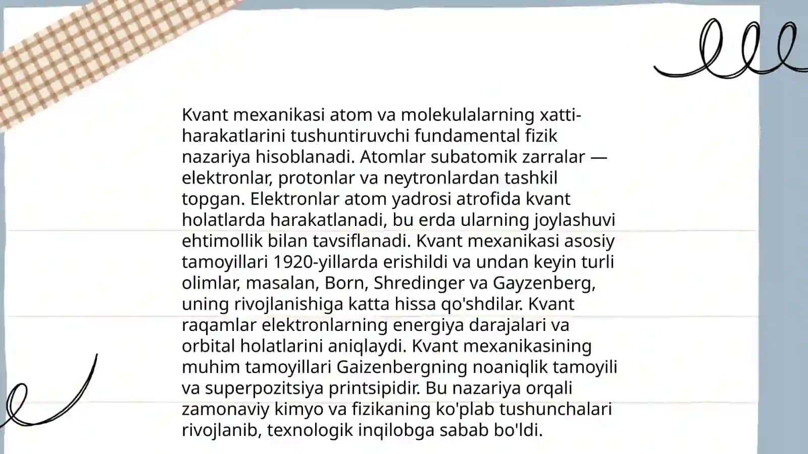 Atom tuzilishi nazaryalari va kvant mexanikasi.D 4