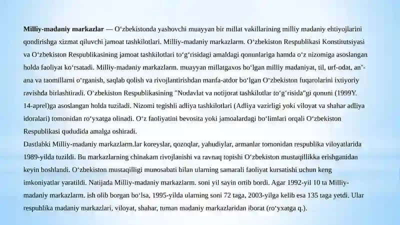 Madaniyat markazining asosiy funksiyalari 4