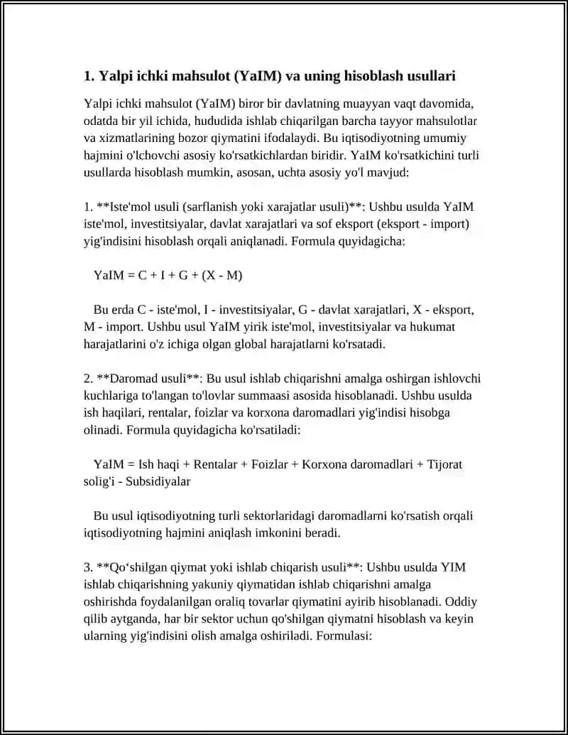 IQTISODIY MUVOZANATLIK VA NISBATLAR. MILLIY IQTISODIYOT VA UNING MAKROIQTISODIY KOʻRSATKICHLARI 4