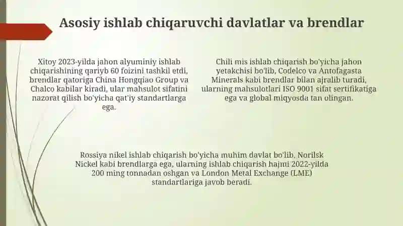 Qora va rangli metallarni xorijiy markalari 4