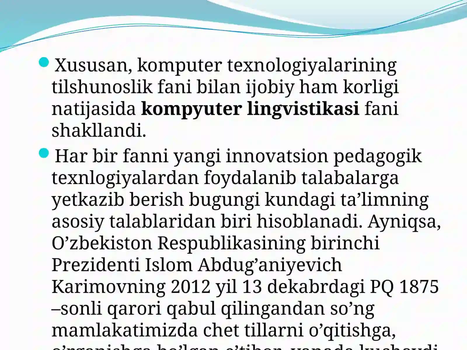 Komputerlingvistikasi: tillarni intensiv o‘rganish 4