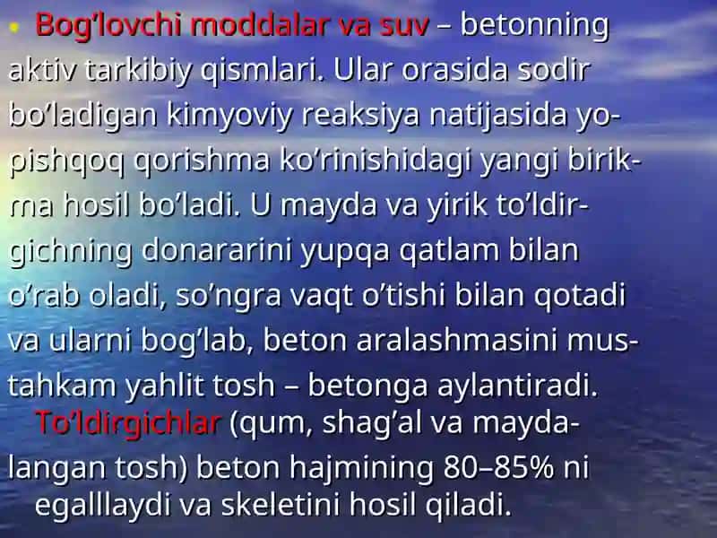 Betonlar. Betonlarni tasniflash 4