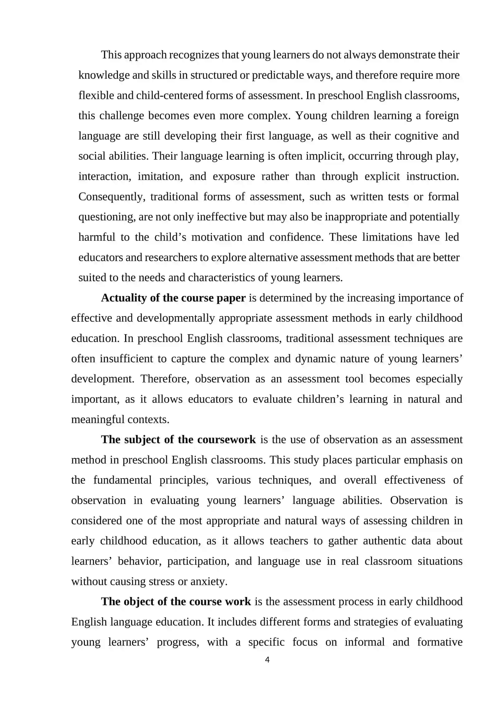 Observation as an Assessment Tool in Preschool English Classrooms 4
