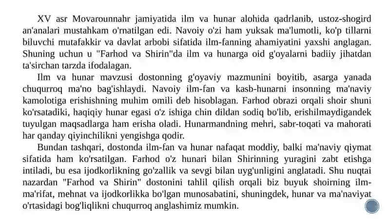 "Farhod va Shirin" dostonida ilm va hunar 4