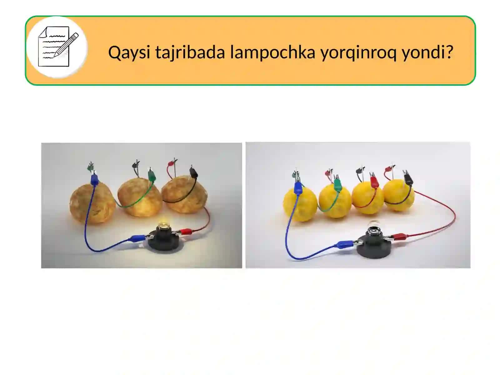 Mavzu: Meva va Sabzavotlardan Elektrolish 4