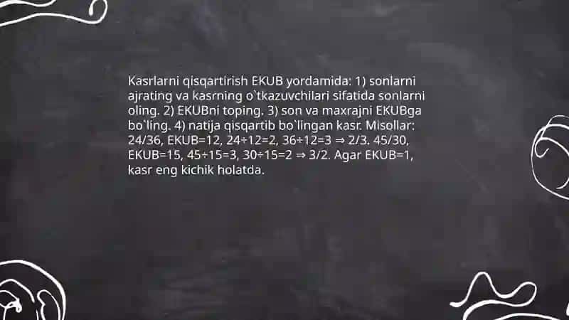 Kasr.Kasrlar ustida arifmetik amallar 4