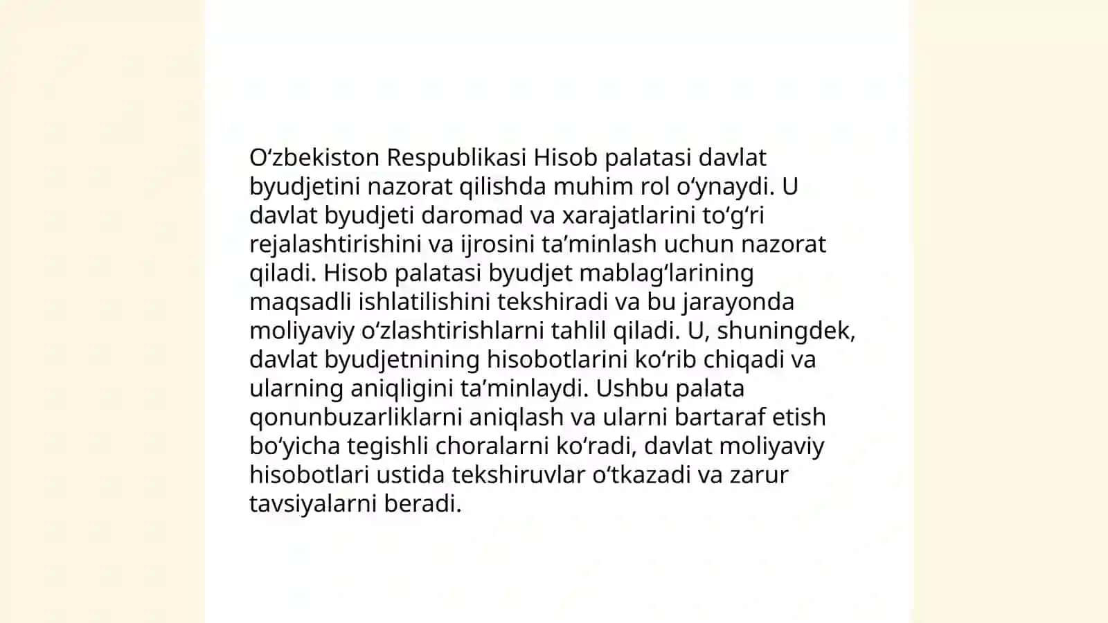 Òzbekiston Respublikasi Hisob palatasining asosiy vakolatlari 4