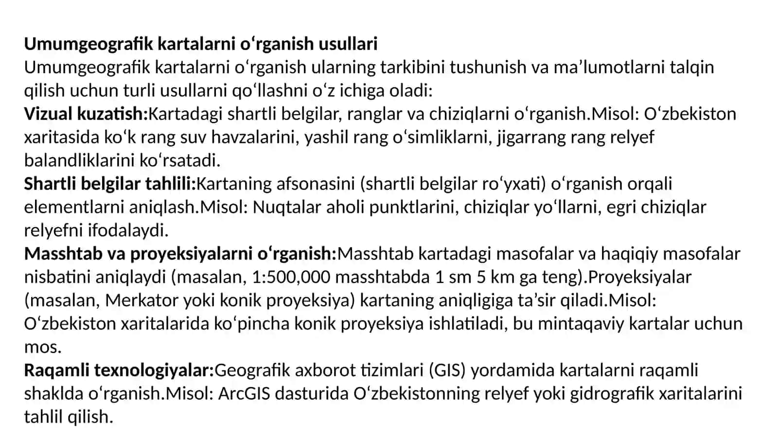 Umumgeografik kartalarni o'rganish 4