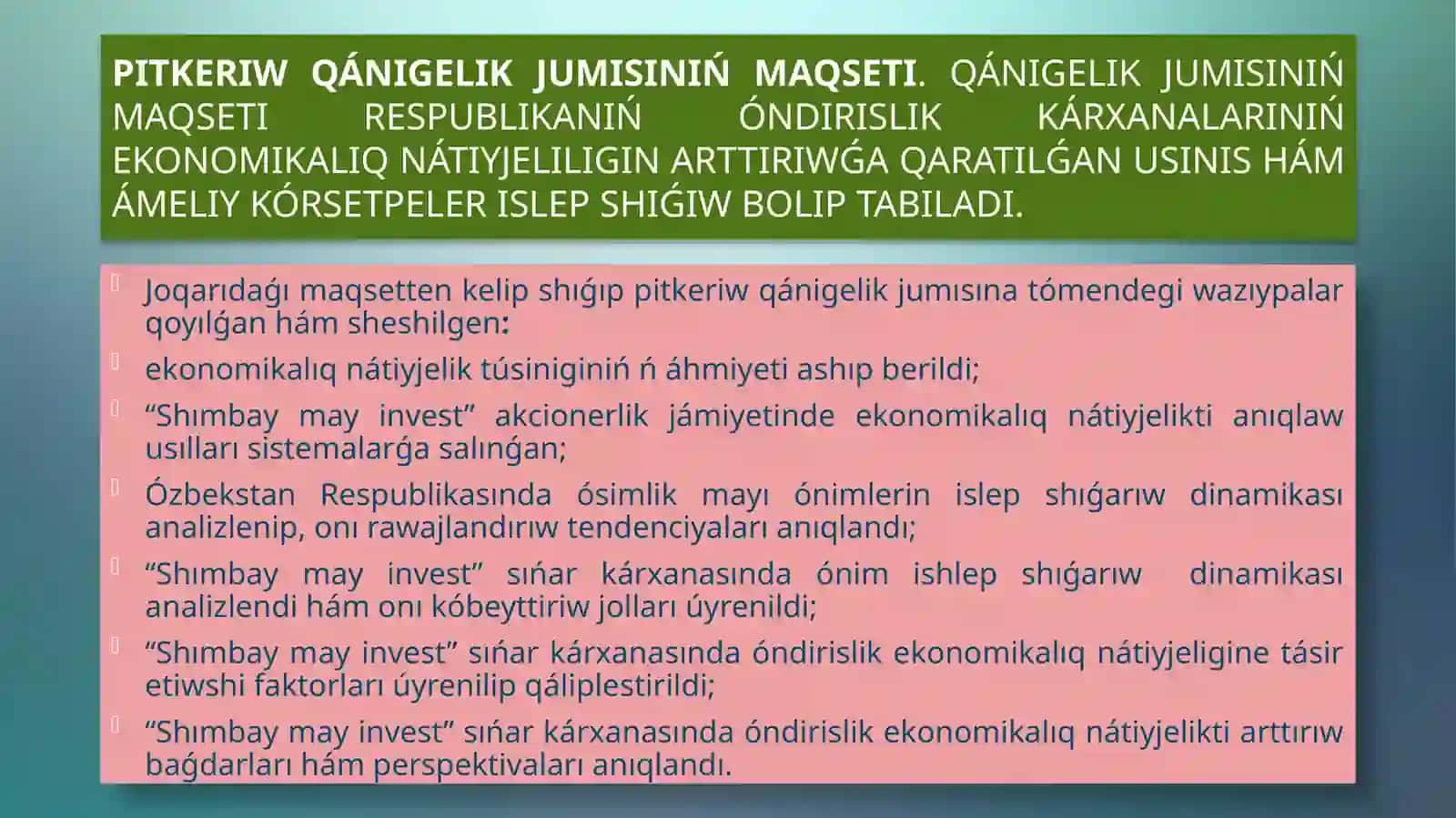 PITKERIW QÁNIGELIK JUMÍSÍ 4
