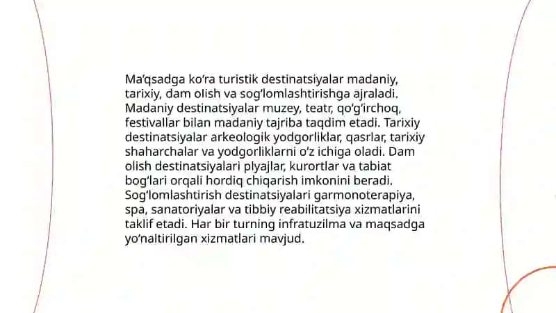 Turistik destinatsiyalarning turkumlanishi 4