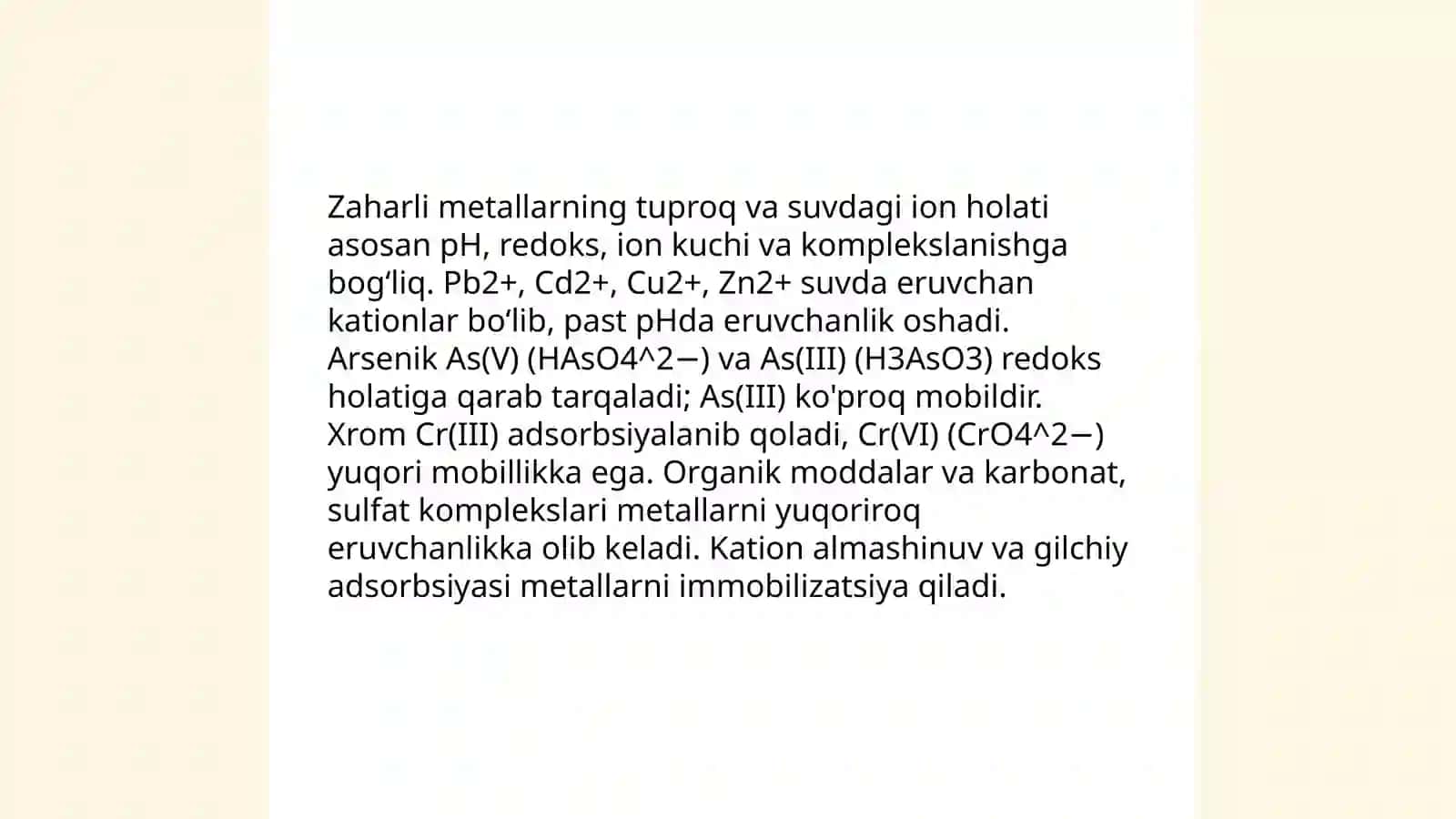 Tuproq va suvning ifloslanishi va ion boglanish 4