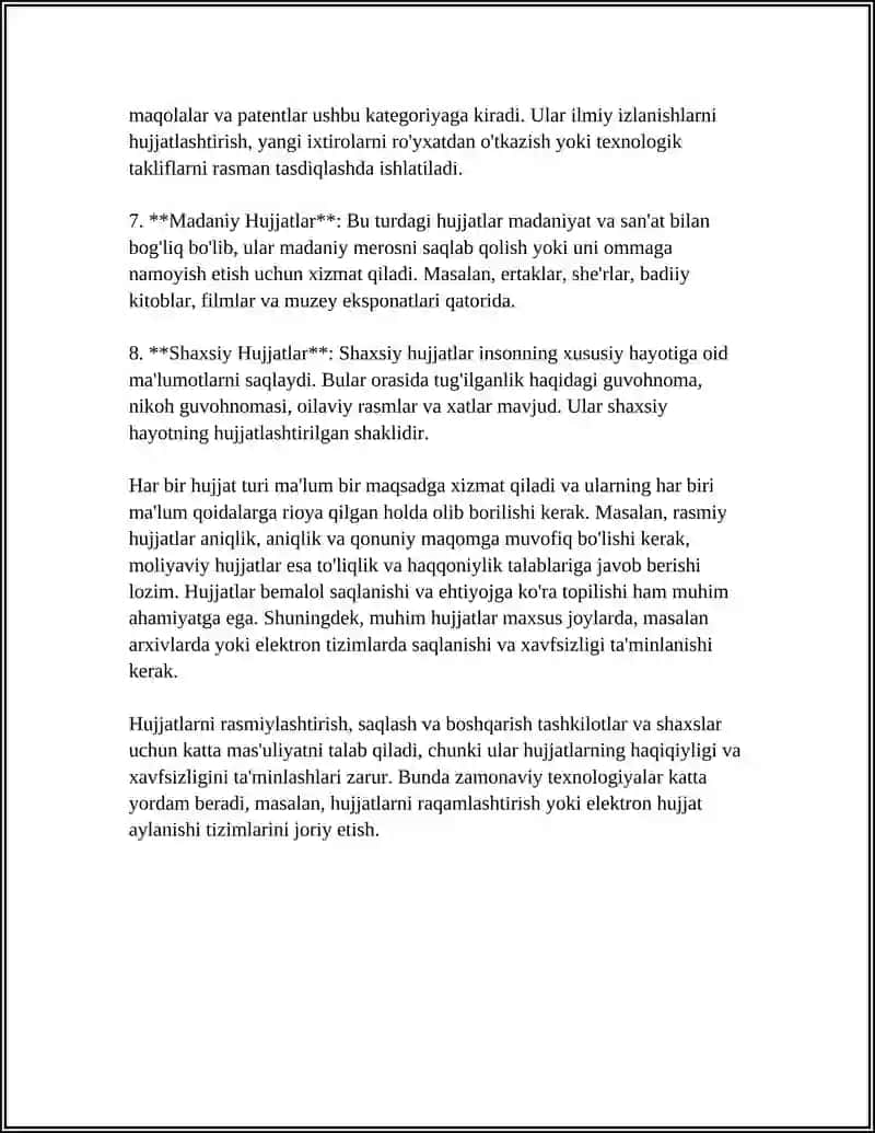 Hujjat Turlari va Hususiyatları 4