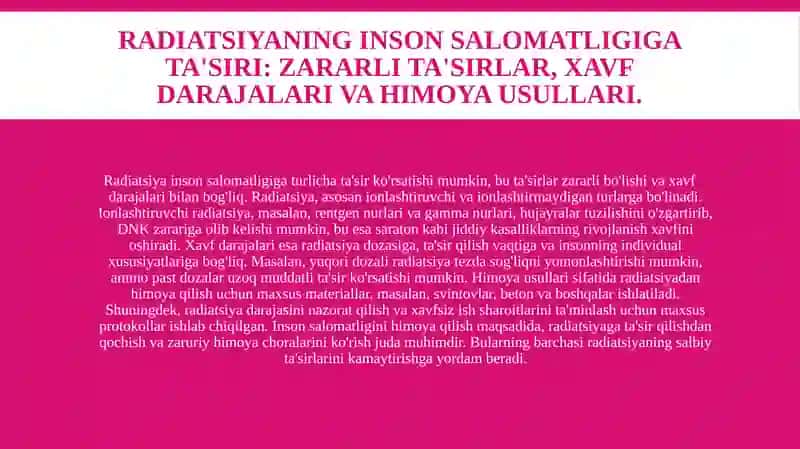 Radiatsiya haqida umumiy ma'lumot 4