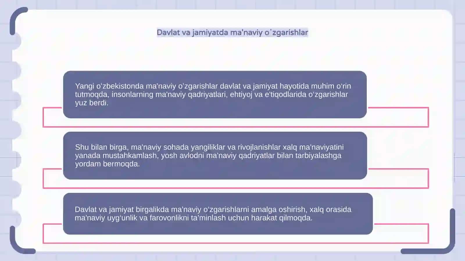 Yangi O'zbekiston: Ma'naviy islohotlar bosqichi 4