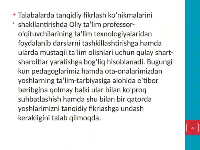 Tanqidiy o’qishni samarali yo’lga qo’yish vositalari 4
