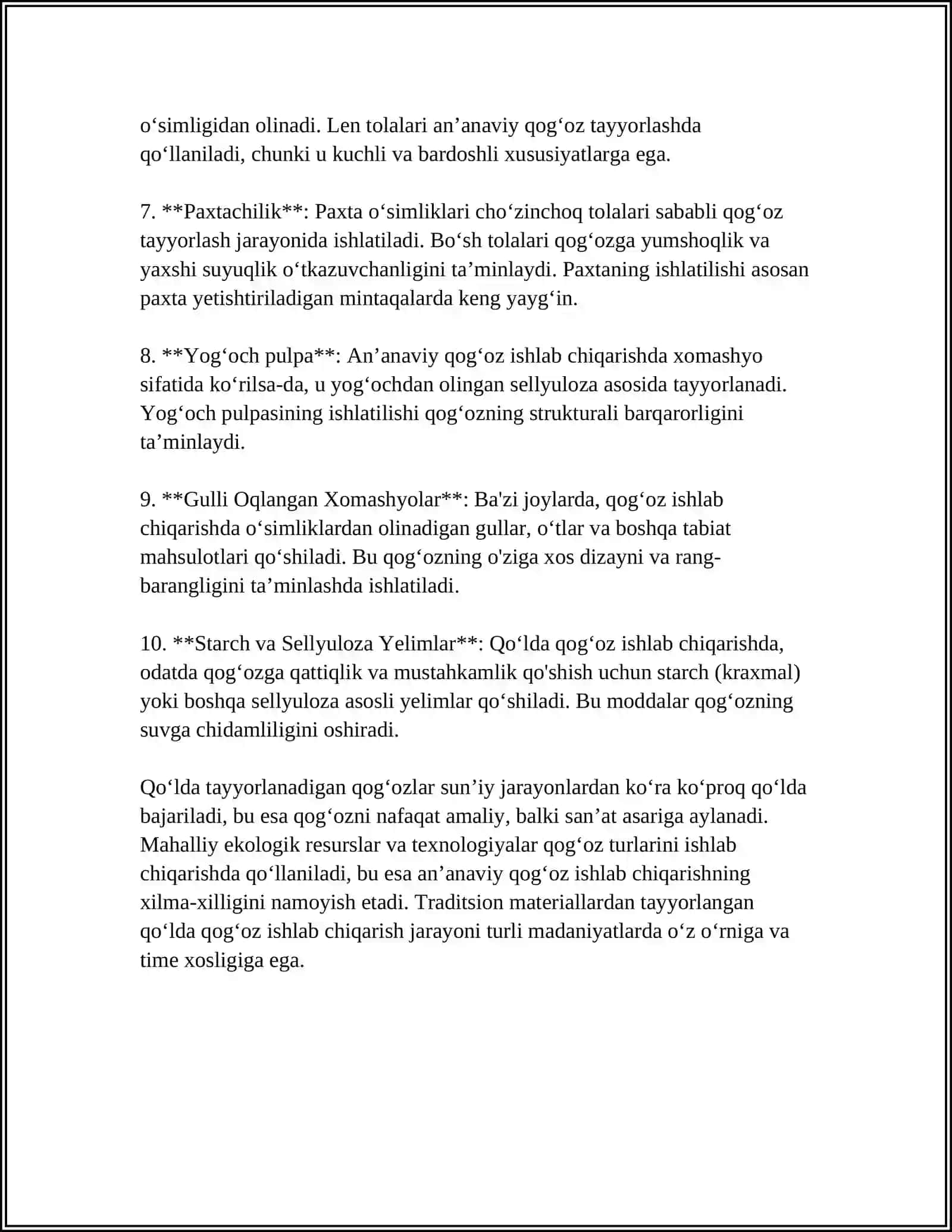QOGʻOZ MATODA QOʻLDA TAYYORLANGAN QOGʻOZ 4