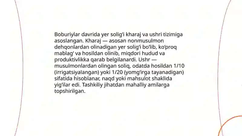 Boburiylar davrida soliq tizimi 4