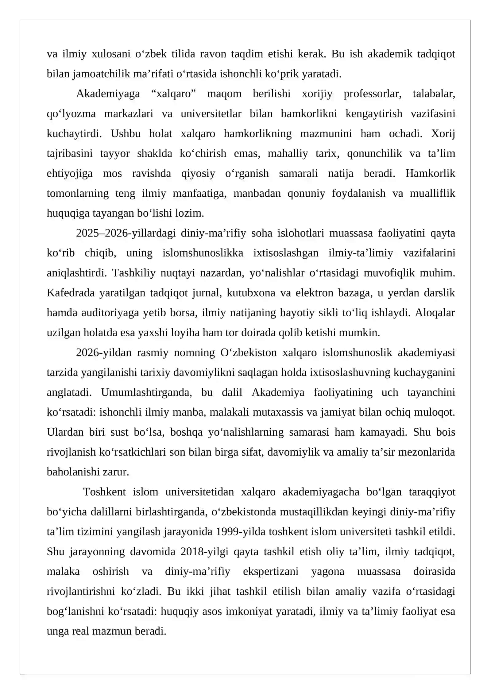 O‘zbekiston xalqaro islom akademiyasi markazi faoliyati 4