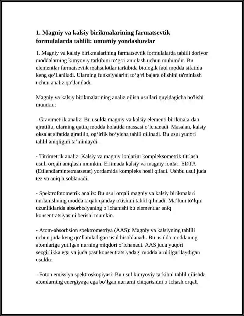 TARKIBIDA MAGNIY, KALSIY BIRIKMALARI SAQLAGAN DORI MODDALAR TAHLILI 4