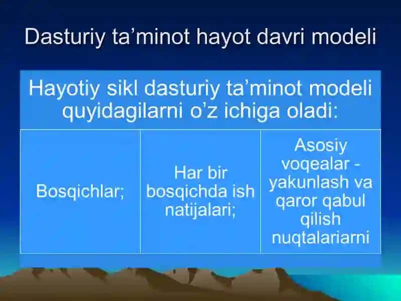 Dasturiy ta’minotning hayot davrining bosqichlari 4