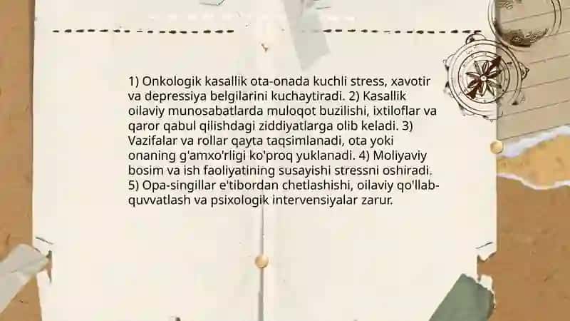 Bolalar onkalogiyasining ijtimoiy psixalagik muammolari 4