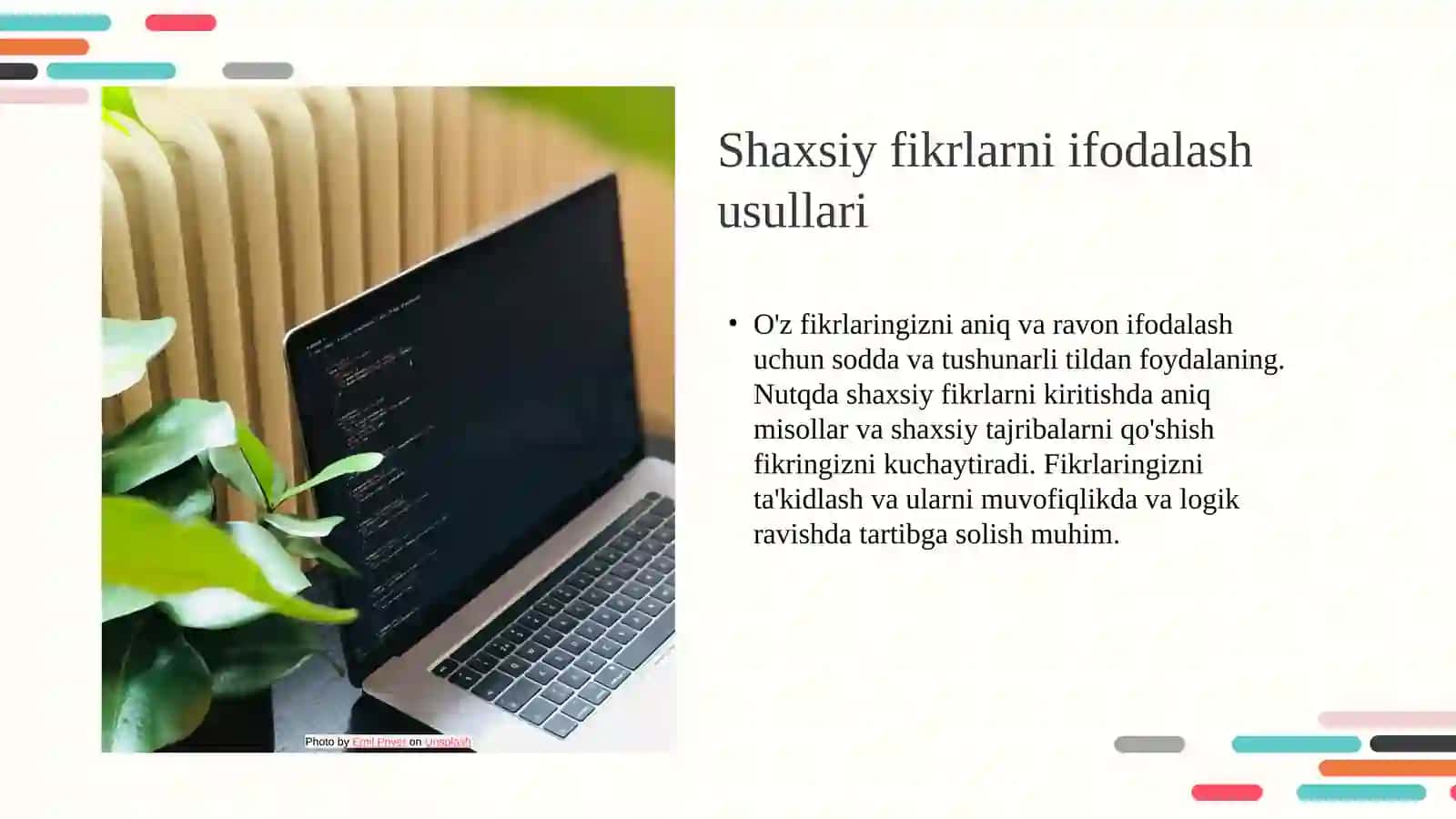 Shaxsiy nutq asosida monolog tayyorlash 4