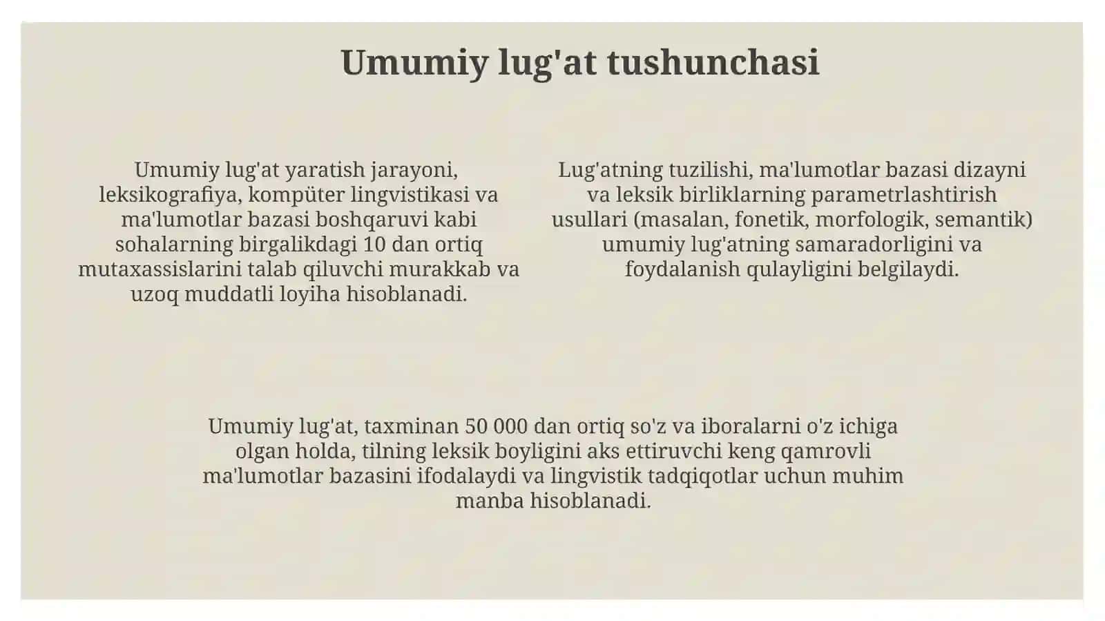 Unversal lug‘at. Leksikalogik parametrizatsiya 4