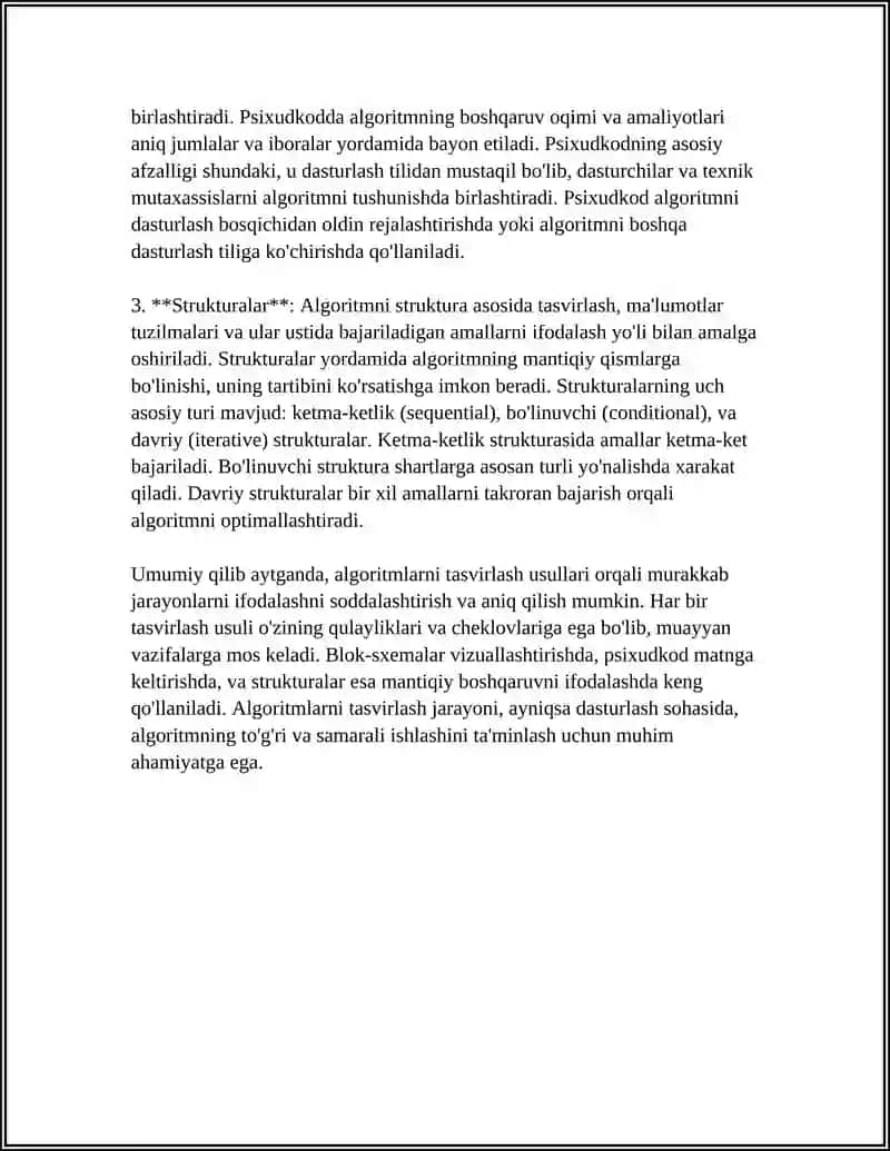 ALGORITMLARNI TASVIRLASH USULLARI 4