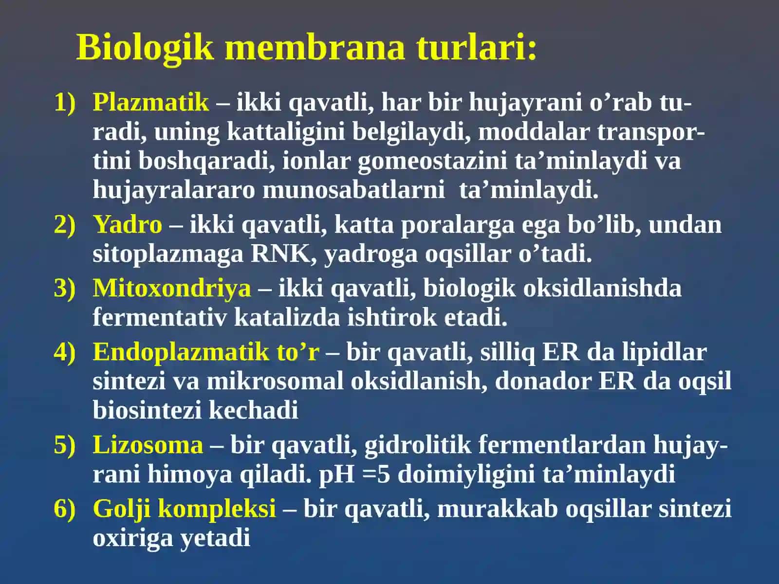 Hujаyrа mеmbrаnаlаrining tuzilishi, mоddаlаr аlmаshinuvigа kirish 4