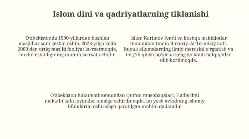 Mustaqillik yillarida O‘zbekistondagi ma’naviy vamadanii 4