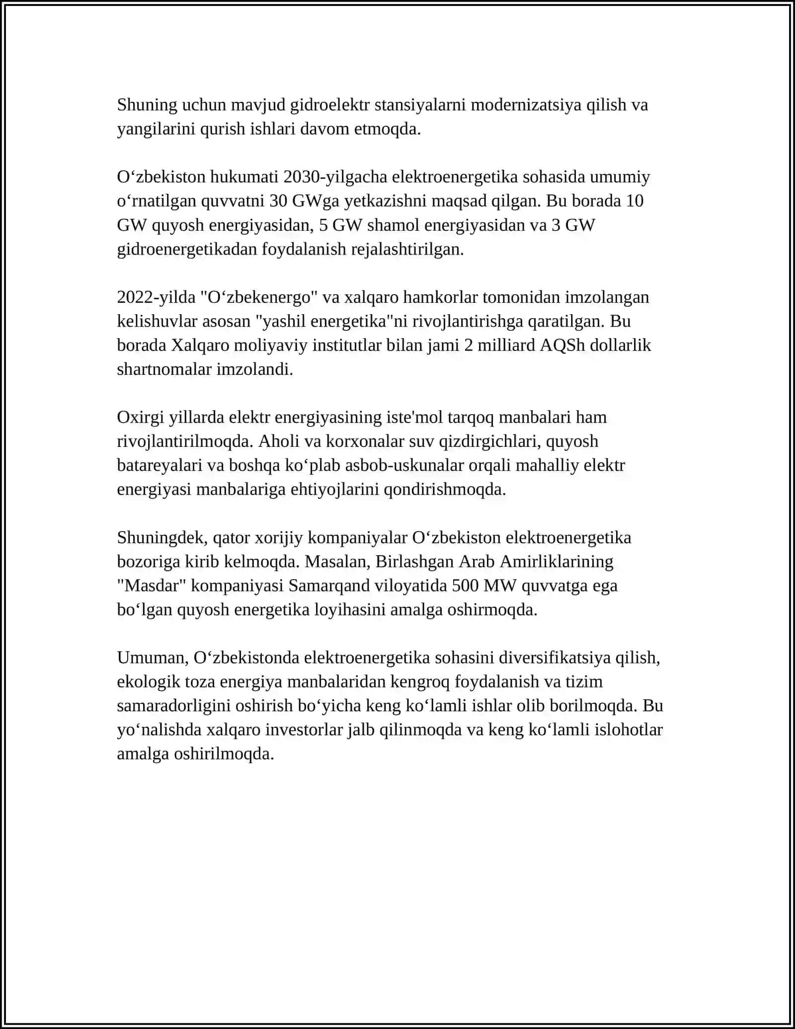 O'ZBEKISTONDA ELEKTROENERGETIKA 4