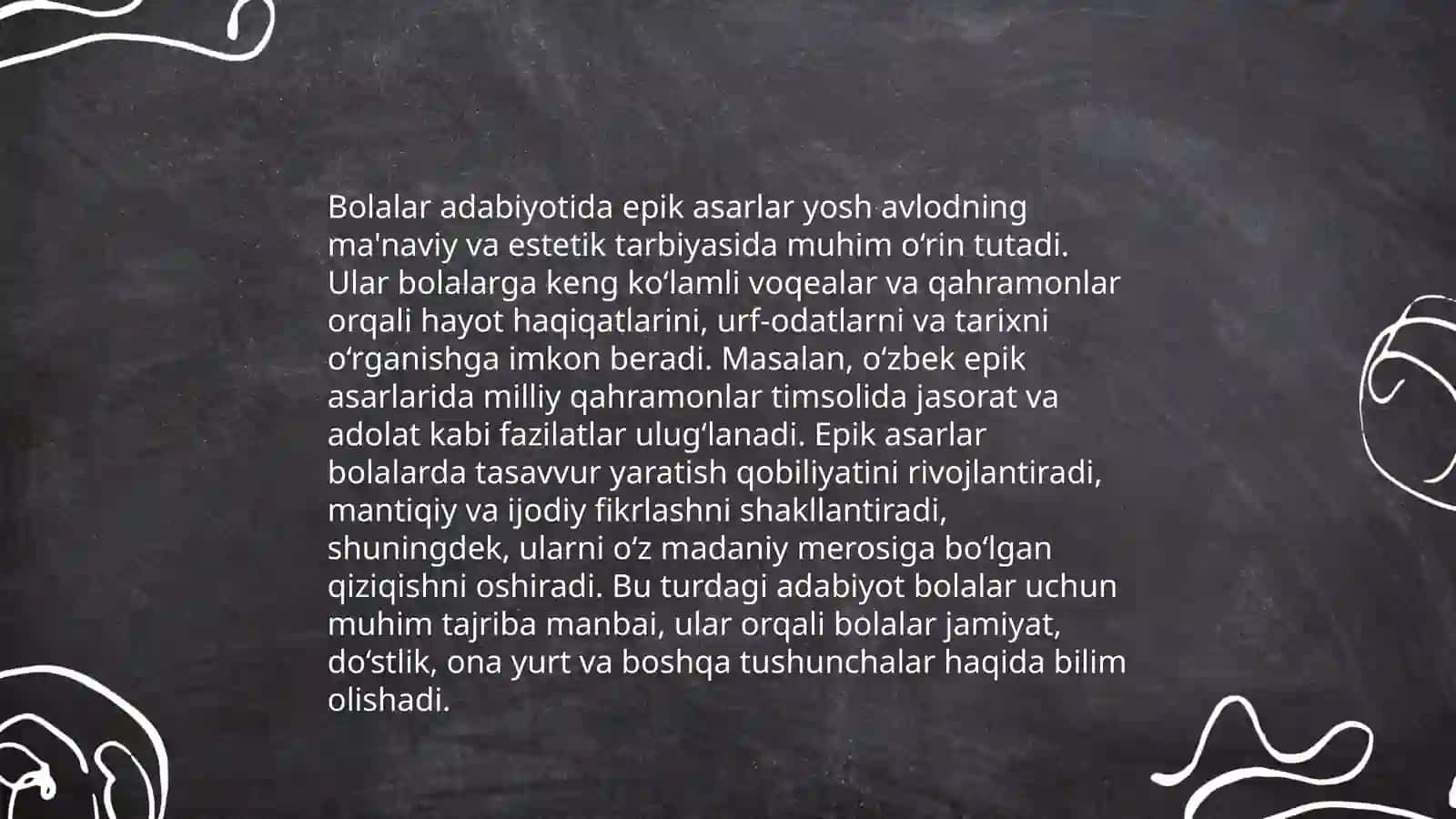 Boshlang'ich sinfda epik asarlar ustida ishlash 4