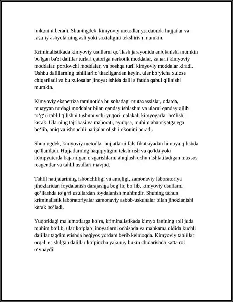 Kriminalistikada Kimyoning Oʻrni 4