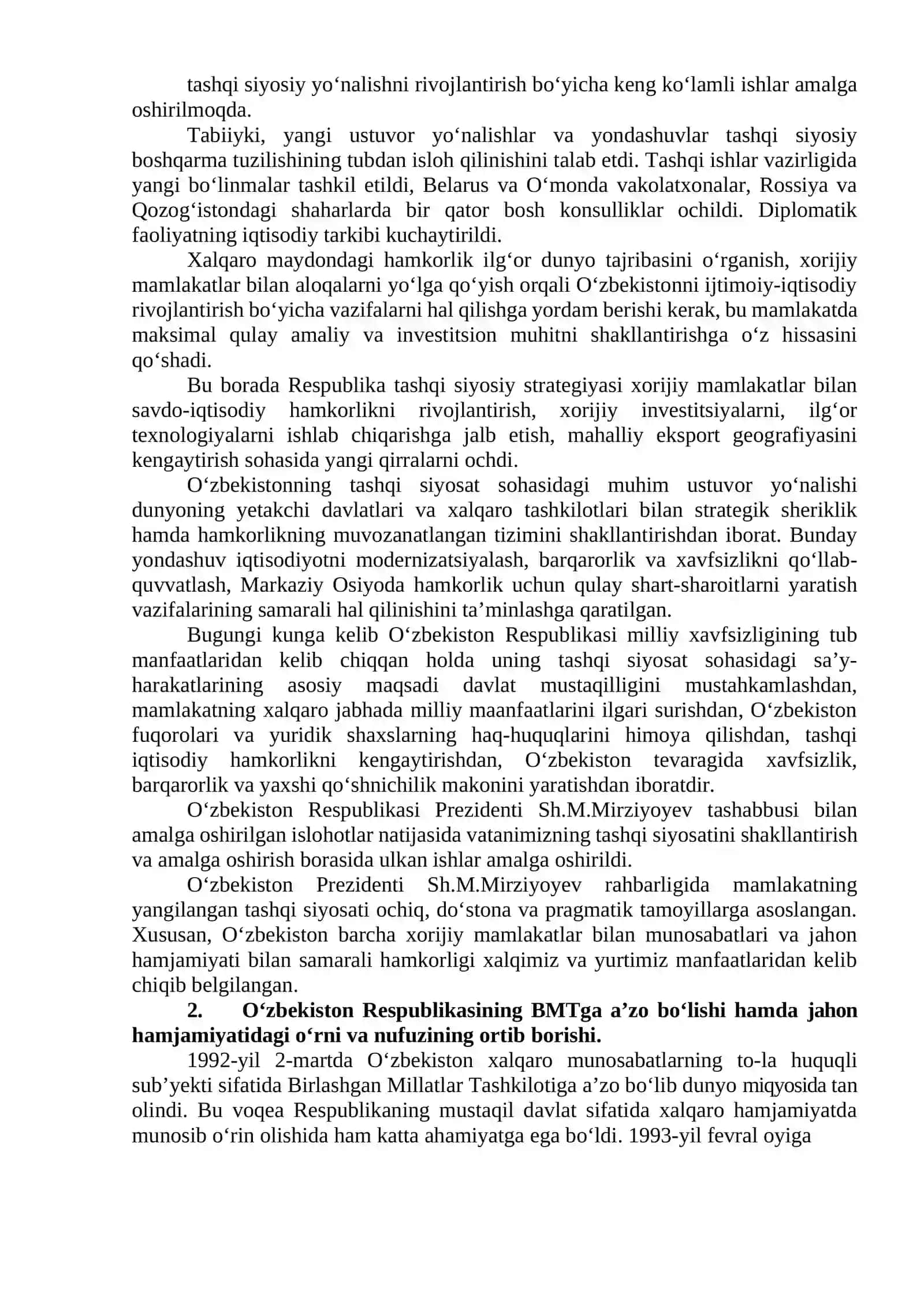 MAVZU. O‘ZBEKISTON VA JAHON HAMJAMIYATI 4