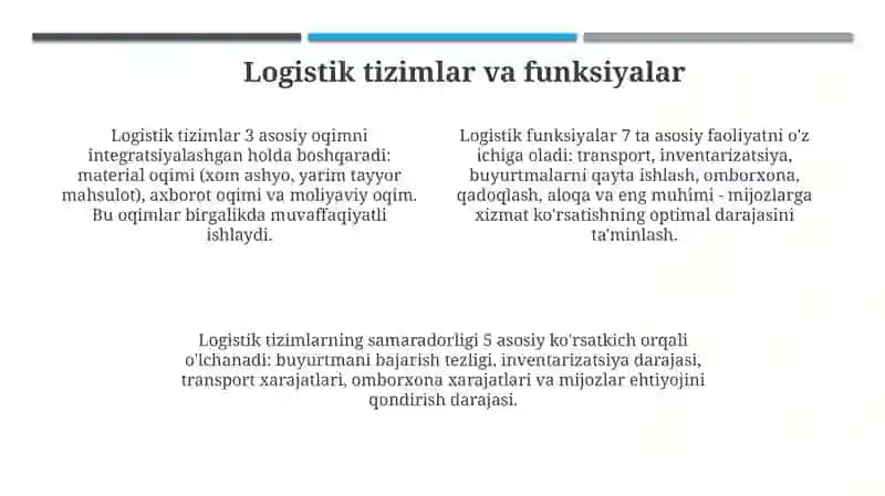 Logistikasining predmeti va vazifalari 4