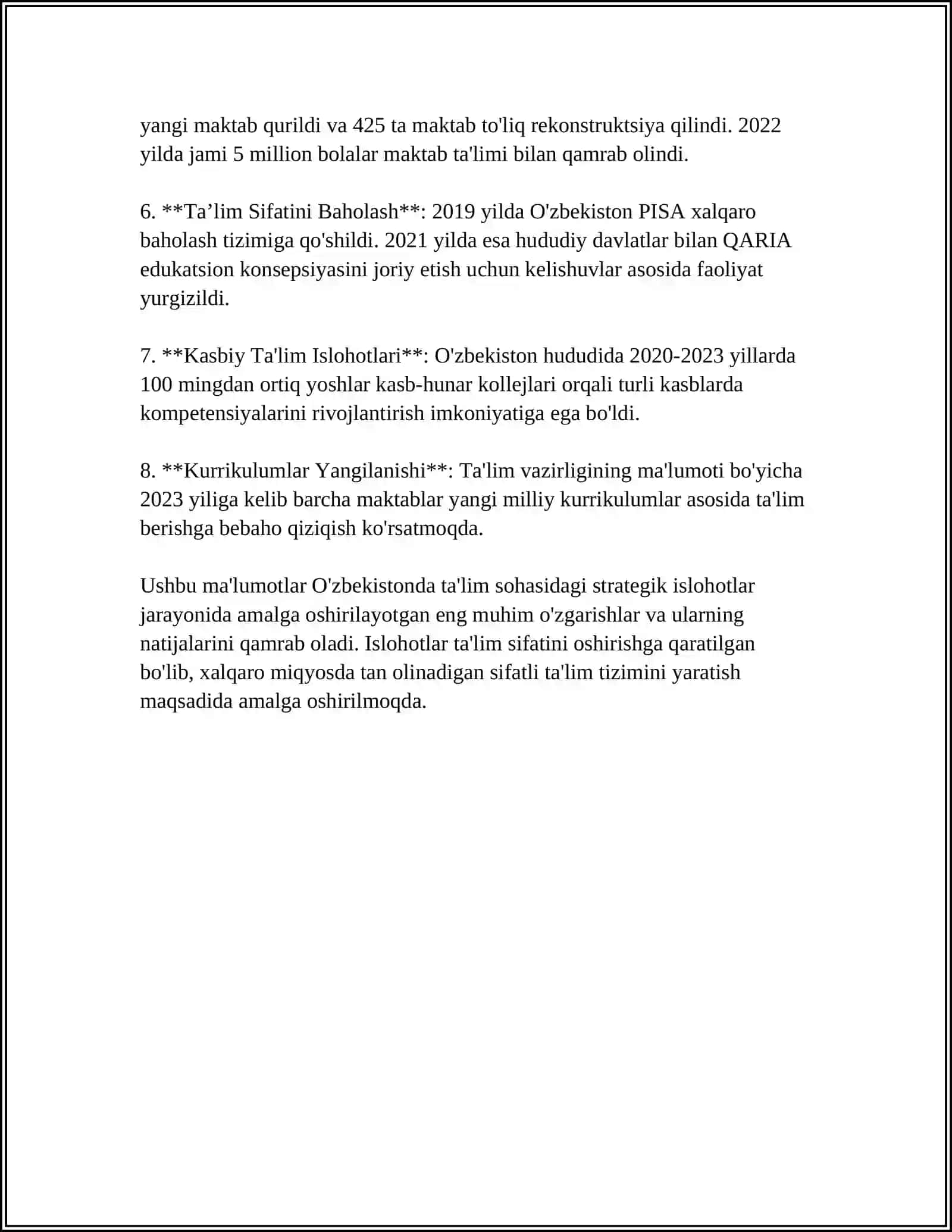 Ta'lim sohasidagi islohotlar 4