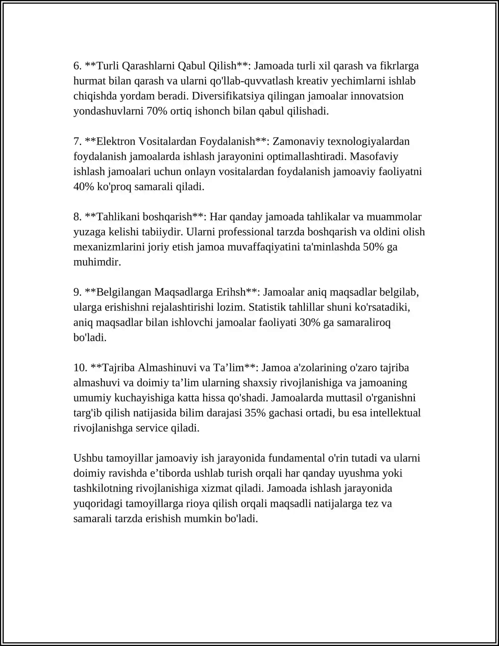 Jamoada ishlashning asosiy tamoyillari 4