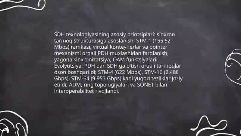 Transport tarmogʻining PDH SDH texnologiyalari 4