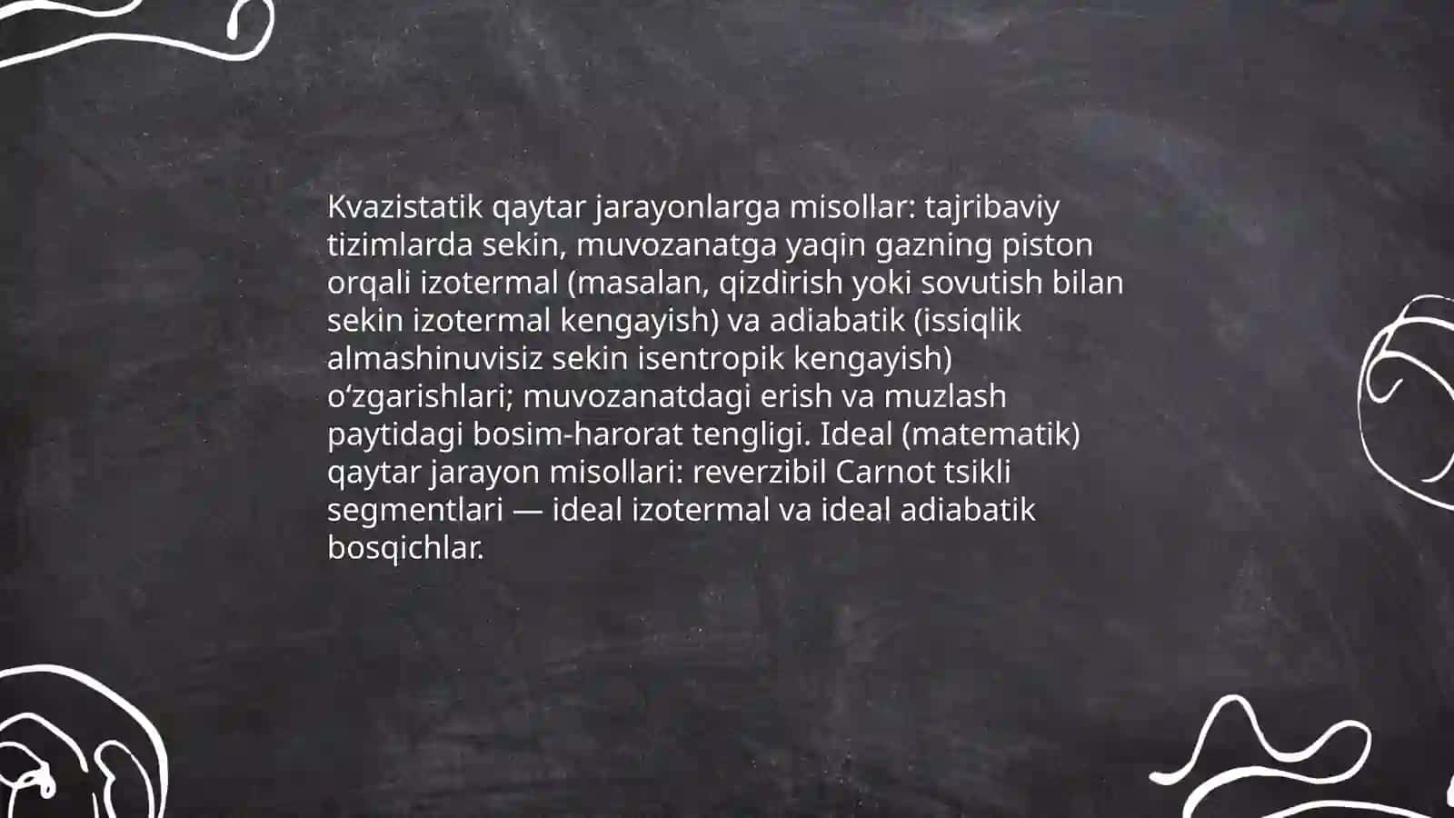 Tabiatdagiqaytarvaqaytmasjarayonlarnima.Termodinamikaning2qonuninimauchunkiritilgan,Termodinamikfunksiyalaryokipotentiallarmetodikasiningmohiyat 4