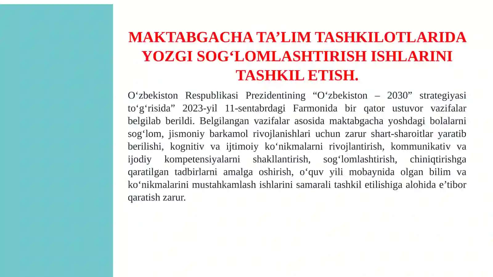 YOZGISOGʻLOMLASHTIRISHISHLARINI TASHKIL ETISH 4