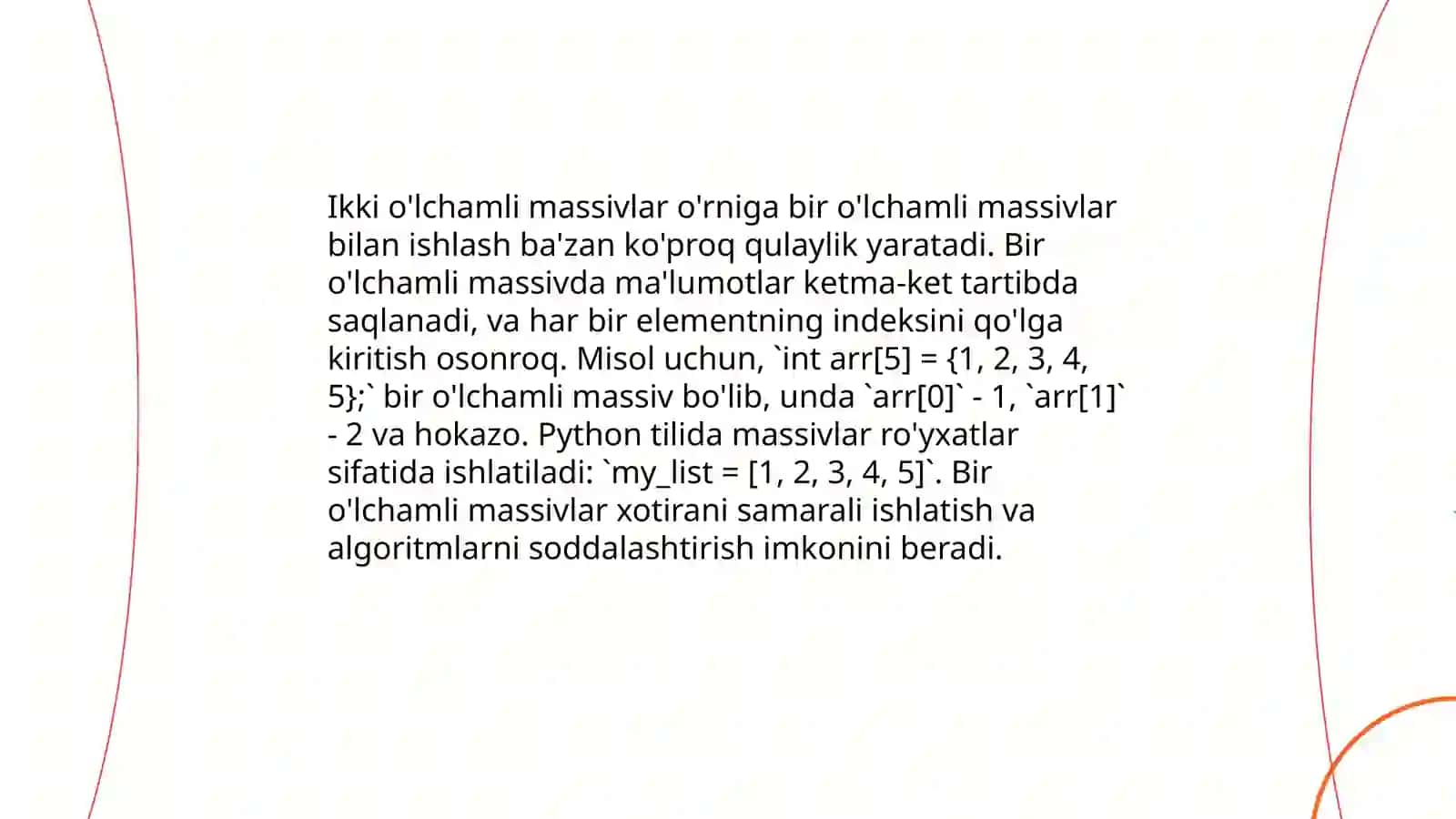 Massivlardan Foydalanish 4
