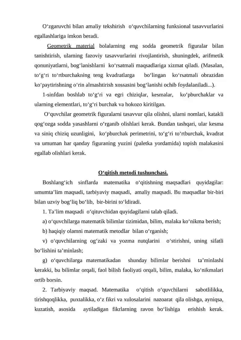 Boshlang‘ich Sinf Matematika Darslari 4