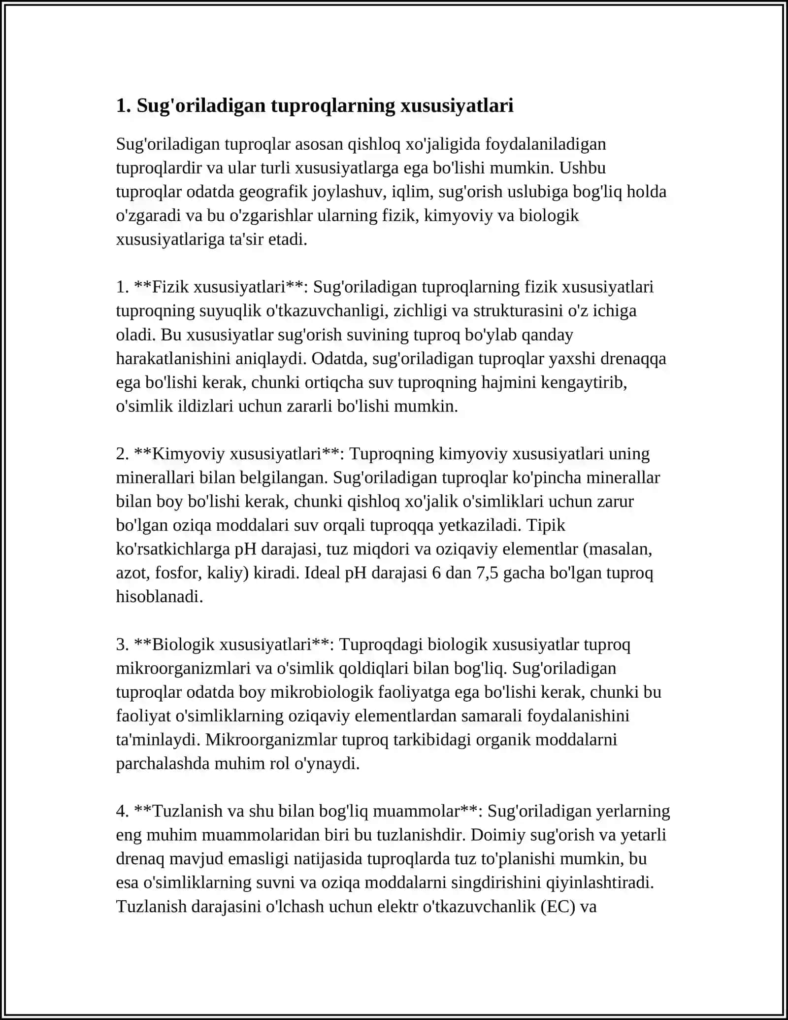 SUG’ORILADIGAN TUPROQLAR VA ULARNING XOSSALARI 4